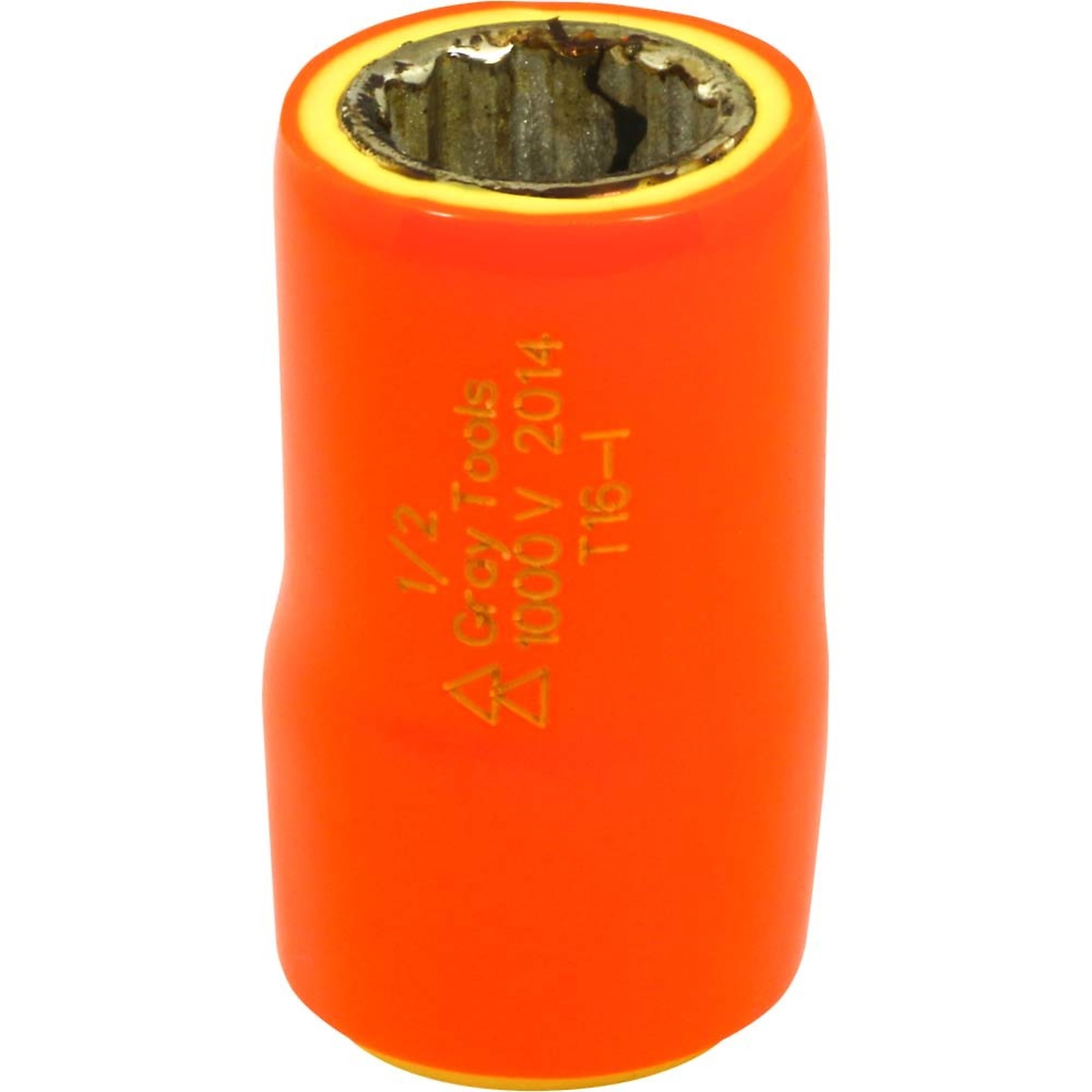 Gray Tools, 1/2in. X 3/8in. Drive Socket 1000V Insulated, Socket Size 1/2 in, Drive Size 3/8 in, Model# T16-I